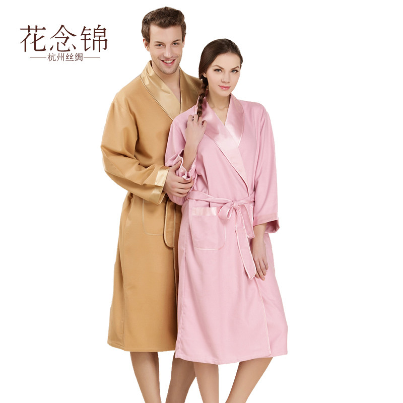 加厚拉绒桑蚕丝家居服情侣睡袍
