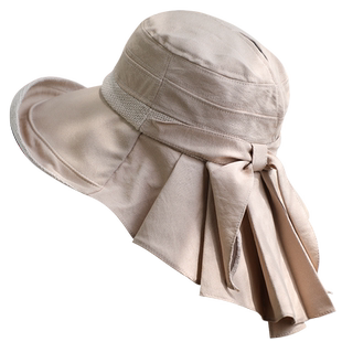 遮阳帽子女夏天大沿骑车折叠防晒防紫外线护脖太阳帽渔夫帽露马尾
