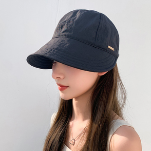 式遮阳帽大沿帽透气薄防晒露脸渔帽小黑春女士帽子0123k