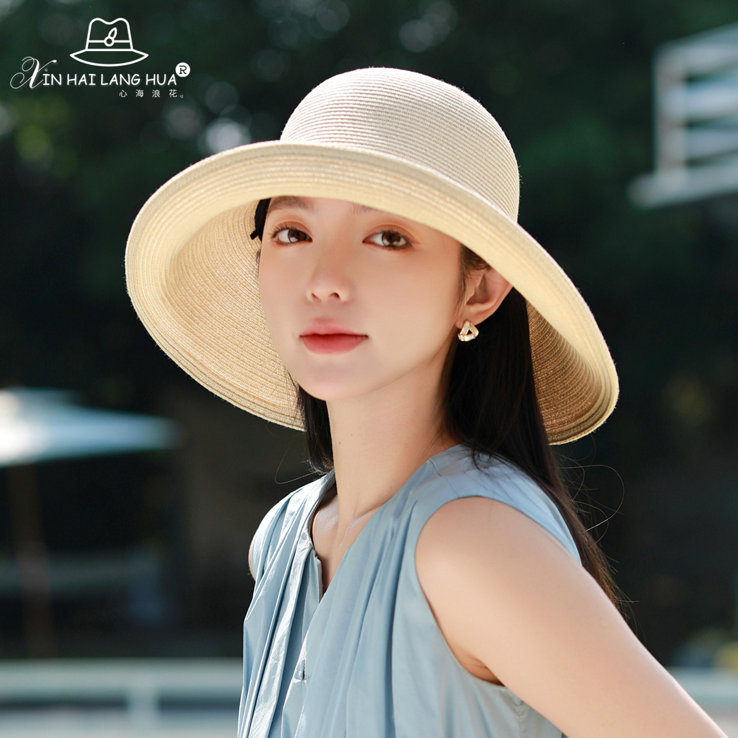 简约时尚纯色防紫外线户外渔夫帽