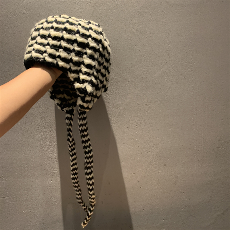 日系小众手工粗线编织毛线帽