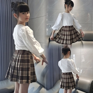 小女童JK套装小裙子春夏款婴儿童学院风百褶裙网红宝宝洋气半身裙