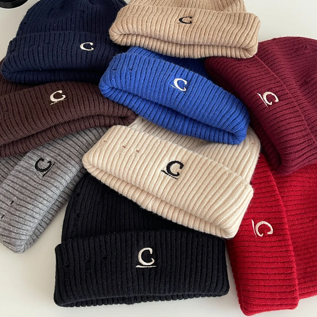 日系百搭帽子女加厚字母显脸小毛线帽韩版潮秋冬保暖护耳针织帽男