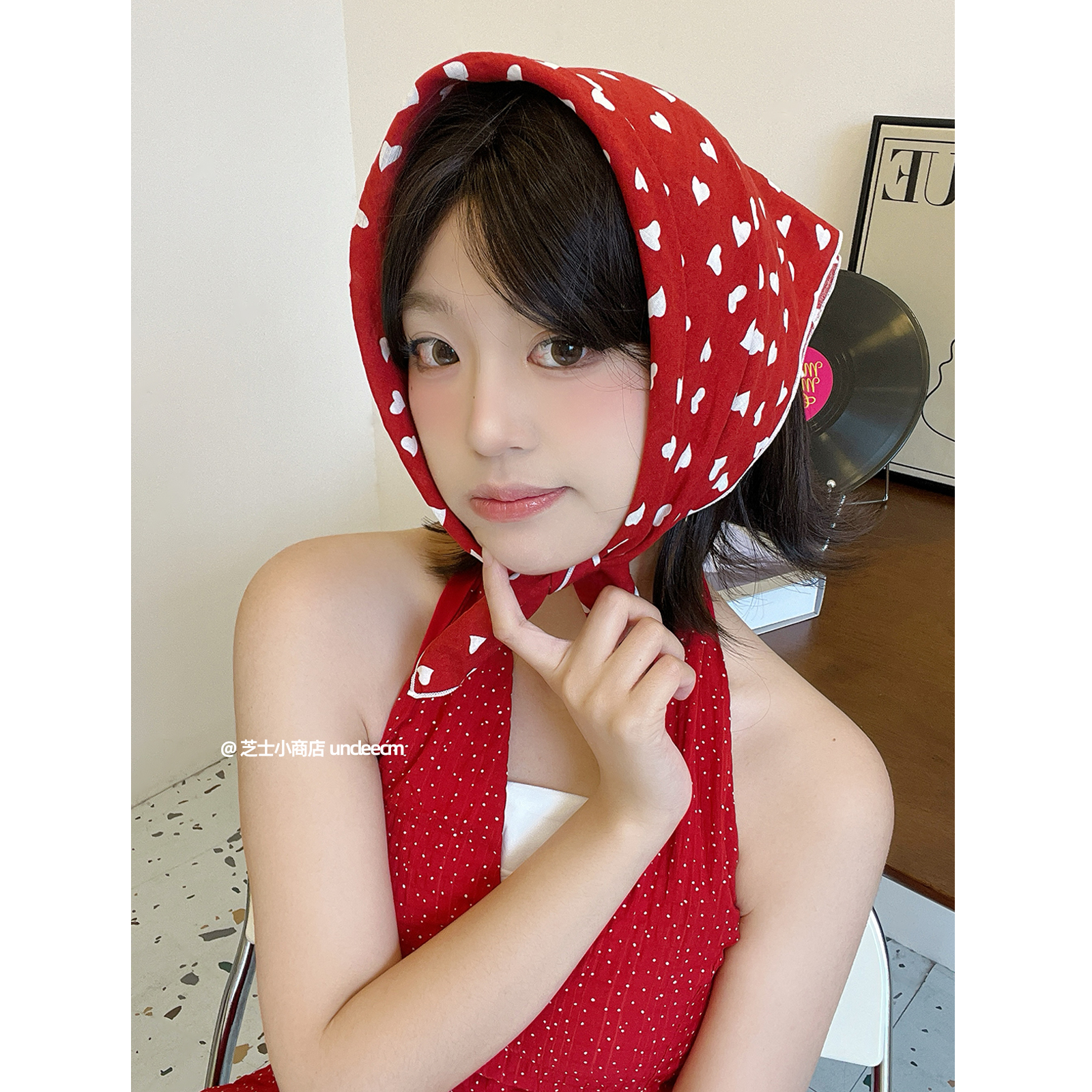 韩版春夏季百搭文艺碎花棉质小丝巾女发带装饰小领巾印花日系方巾