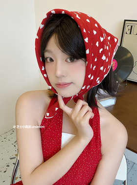 韩版春夏季百搭文艺碎花棉质小丝巾女发带装饰小领巾印花日系方巾