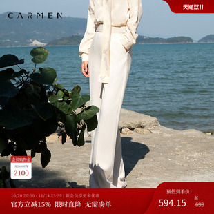 子女秋季 Carmen 商場同款 重磅三醋酸褲 高級感高腰通勤闊腿長褲