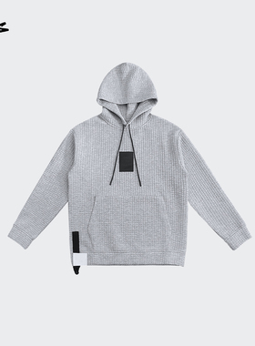 BOUNCE官方BONS华夫格保温帽衫运动休闲套头连帽卫衣男子