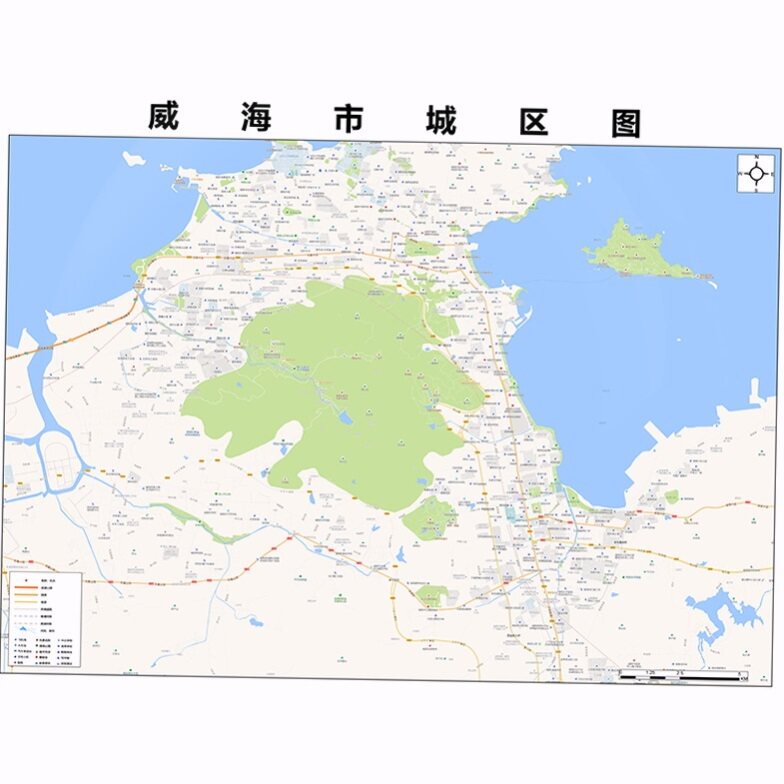 2021新款威海市地图贴图 办公室挂图 高清防水墙壁装饰画定制地图