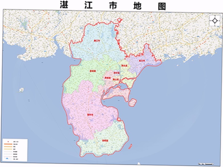 超大巨幅 湛江市区吴川地图订制定做 城市城区海报2021新版装饰