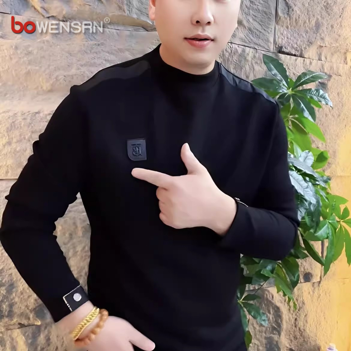 高级感欧货卫衣男士长袖T恤2025新款春秋冬季痞帅气质打底衫男款