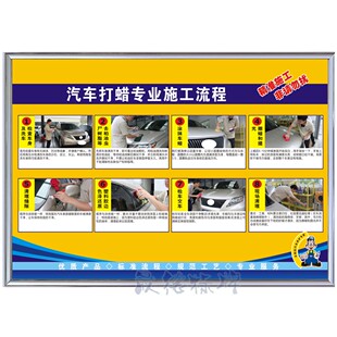 汽车打蜡专业施工流程汽修厂三类管理服务规范人员培训广告制度牌