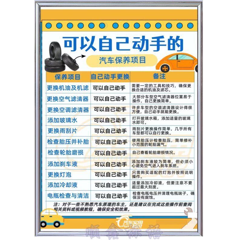 可以自己动手的汽车保养项目汽车维修保养周期表发动机图仪表标识