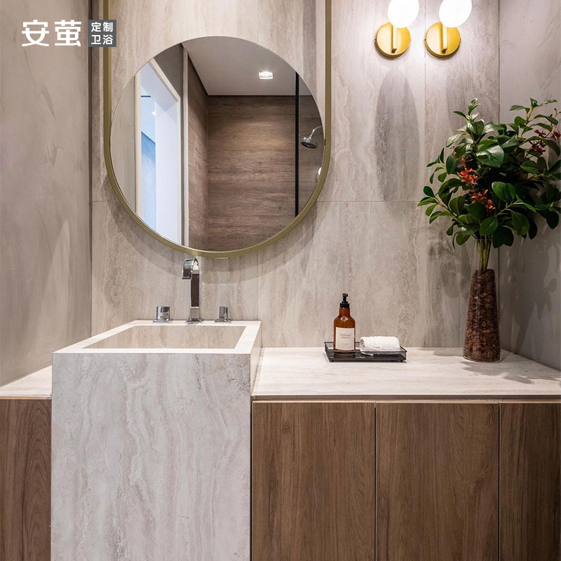 设计师款岩板浴室柜现代洗漱台卫生间定制洗手脸一体面盆