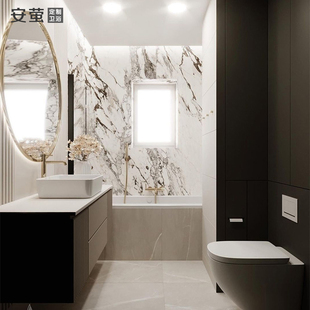 设计师款岩板浴室柜现代洗手脸面池定制洗漱台上盆