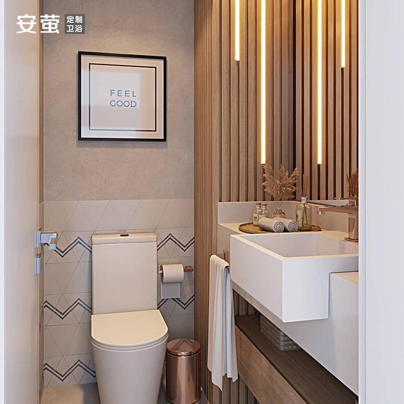 岩板一体盆浴室柜日式洗漱台小户型卫生间定制超窄洗手脸面池组合