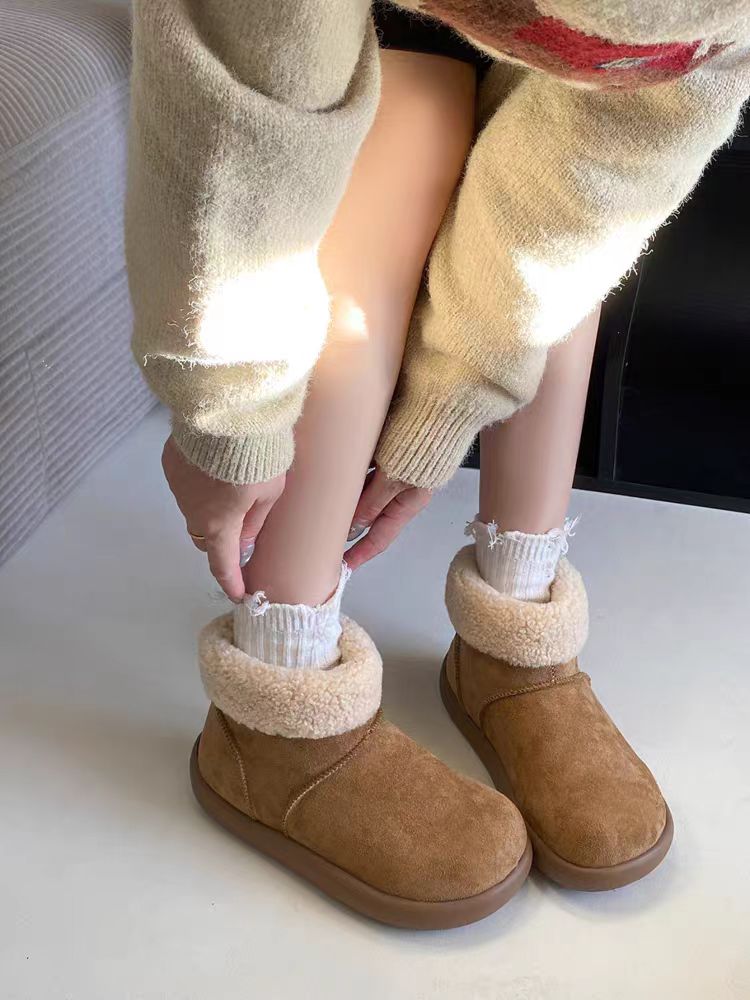 2025新款冬季加绒保暖小土豆雪地靴女外穿勃肯短靴厚底大头棉鞋子