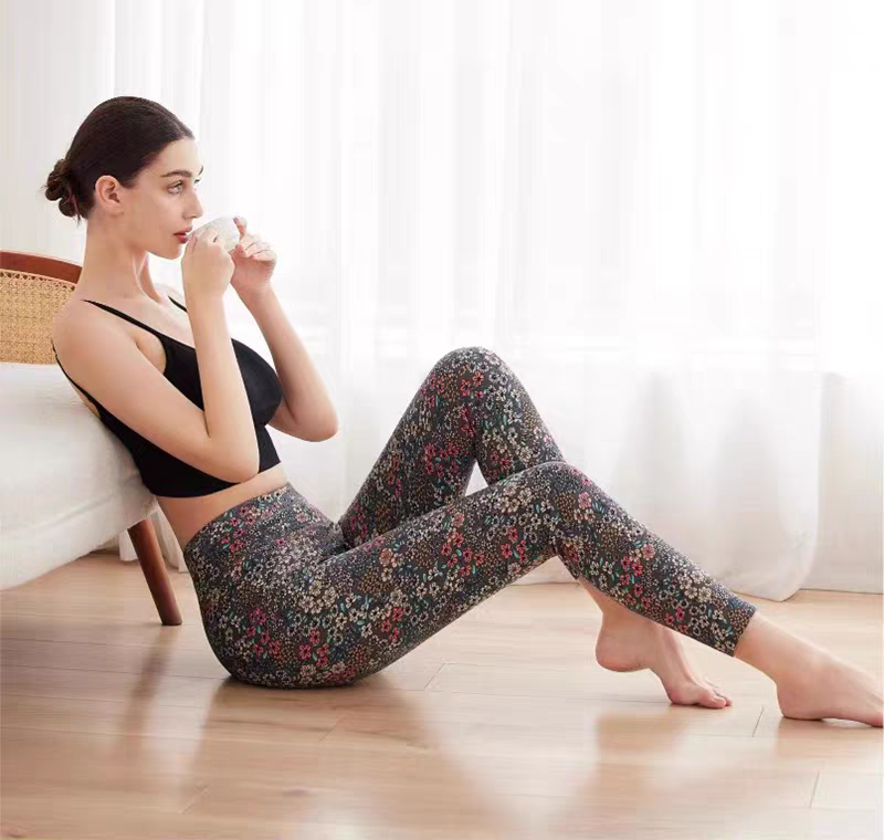 圣雅美线下同款80120女碎花打底裤秋季薄款护膝高腰保暖秋裤内穿