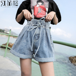 女高腰宽松牛仔短裤