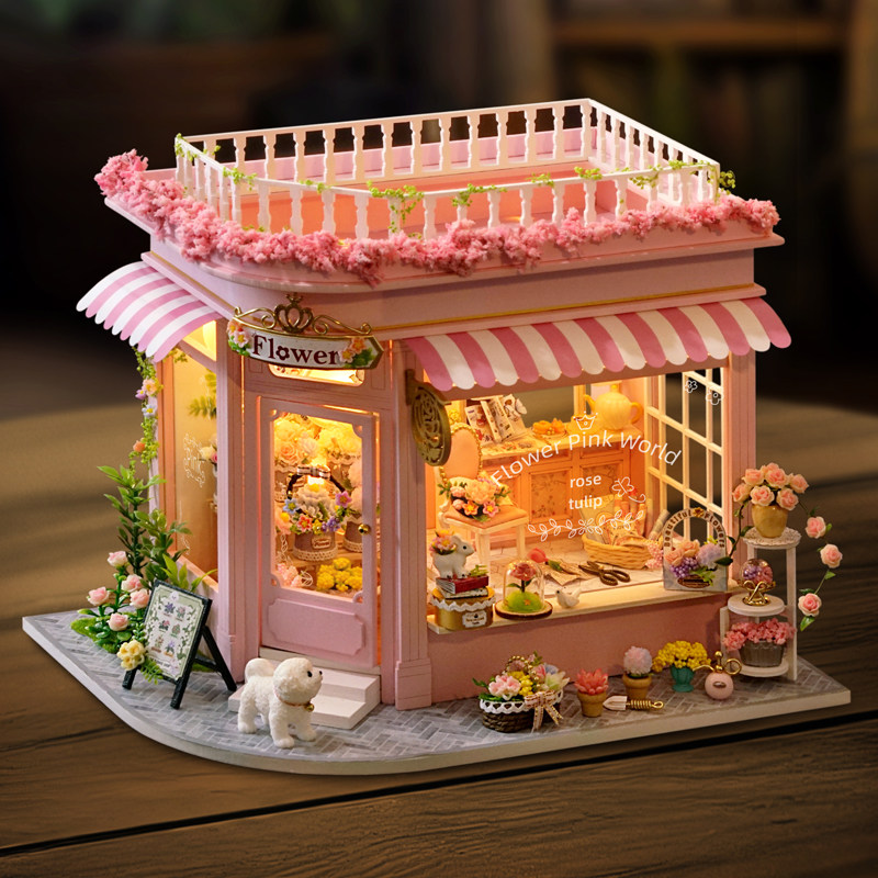 智趣屋diy小屋缤纷花店手工微缩场景房子艺术迷你别墅拼装模型
