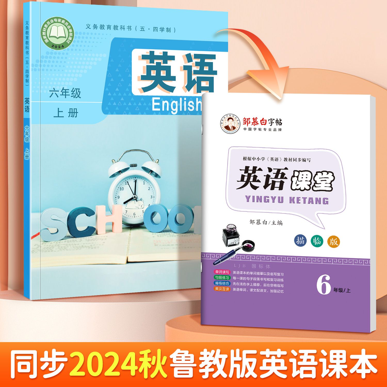 【邹慕白】五四制鲁教版2024新版中学生英语练字帖课本教材同步衡水体六年级七八年级上册下册26个英文字母单词基础临摹写字描红本