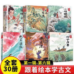 跟着绘本学古文全6辑30册全套 儿童绘本 配套人教版教材 小石潭记 马说 卖炭翁 塞文失马 观画品文 读中有思 中信正版礼盒