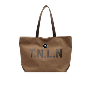 Mrakeai Kyyds MK字母帆布包女大容量托特包单肩通勤包休闲购物袋