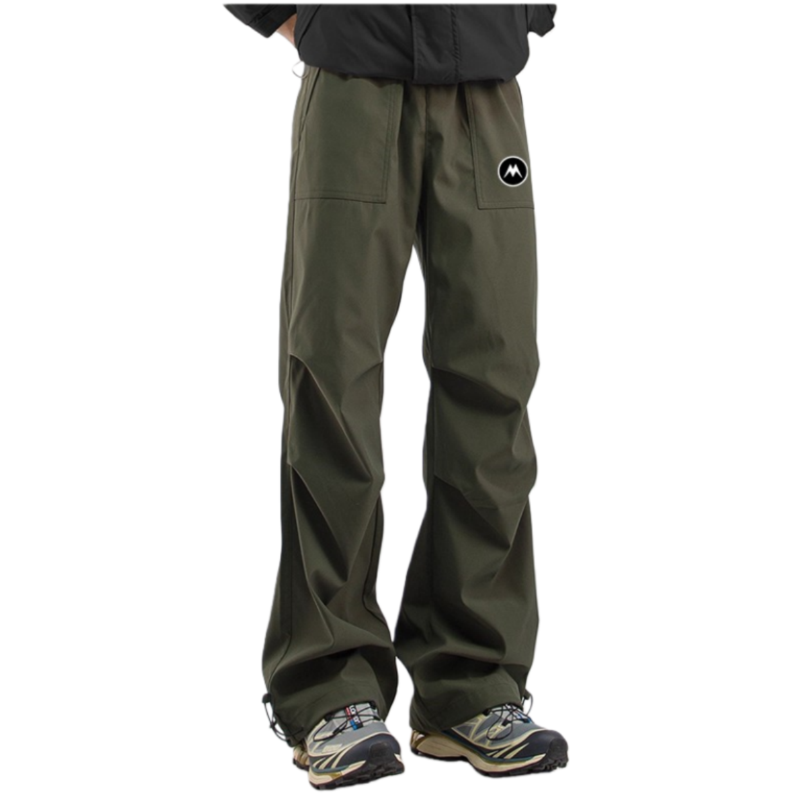Mrakeai Kyyds MK户外运动风军绿色直筒裤男防水冲锋裤宽松工装裤