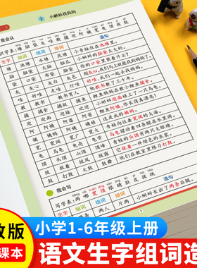 一二三四五六年级上册下册同步生字组词造句子人教部编版语文基础知识大全汉字词语识字表形近字组词近义词反义词句子阅读专项训练