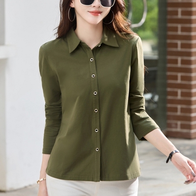 纯棉长袖t恤女春秋新款polo衫女士打底衫宽松休闲上衣开衫小衫潮
