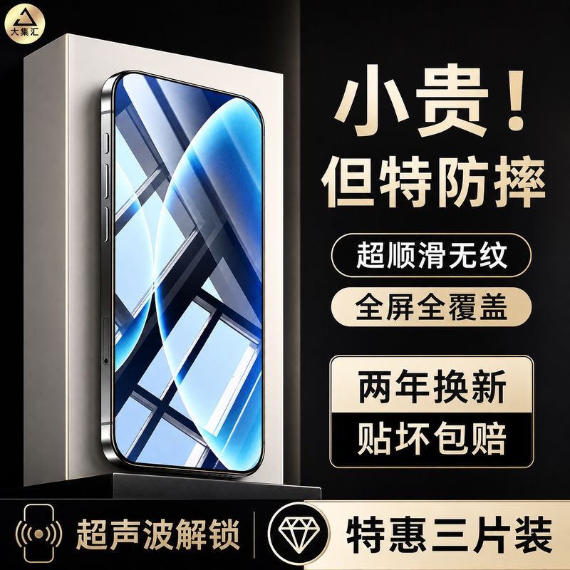 大集汇适用红米k80钢化膜红米K90超声波k90MAX手机膜小米K80PRO至尊版新款redmik防窥全屏k90promax指纹贴膜