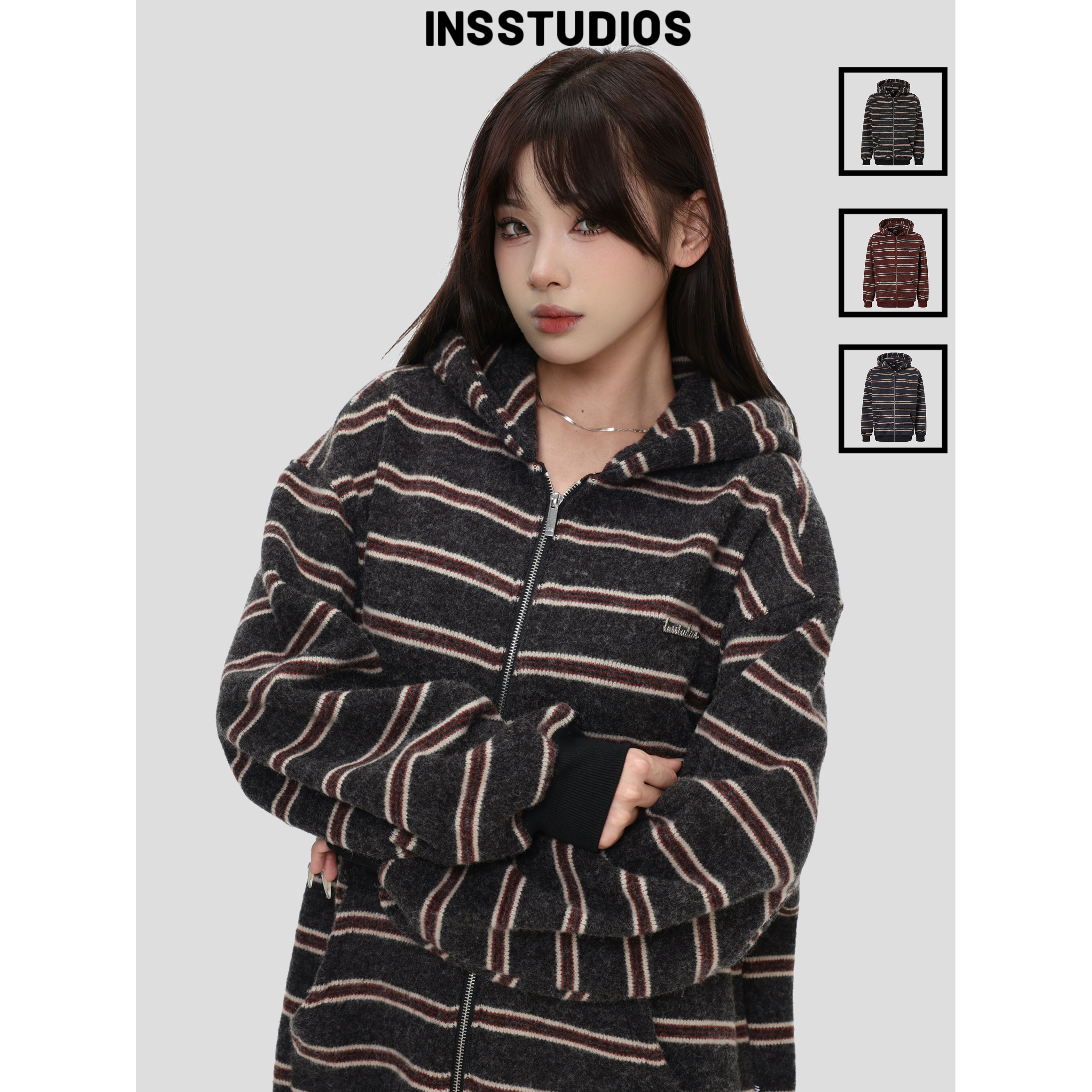 INSstudios野莓甜甜圈条纹卫衣