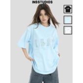 宽松纯棉半袖 小香贴布绣LOGO短袖 T恤男 国潮牌情侣美式 INSstudios