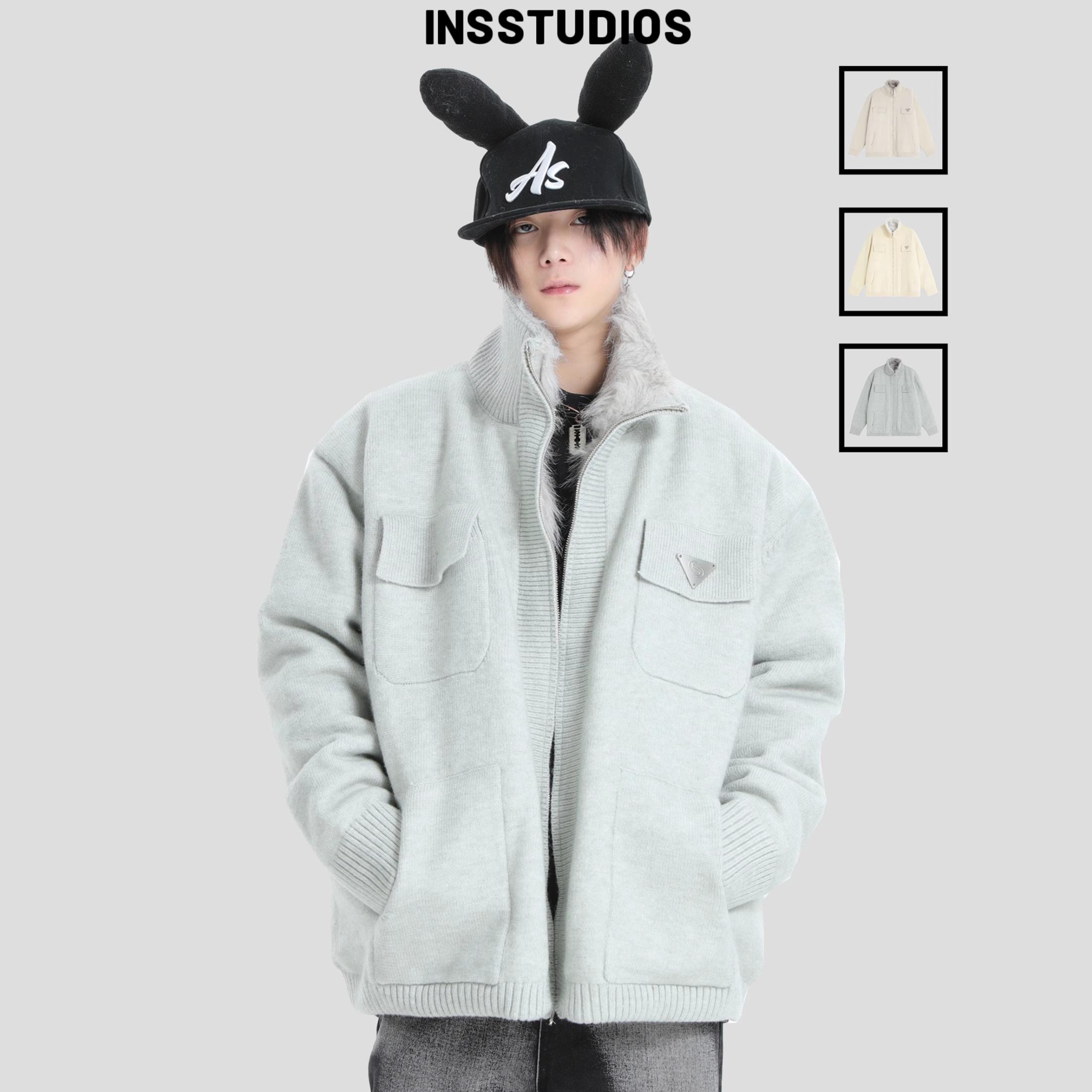 INSstudios座山雕毛領毛衣外套