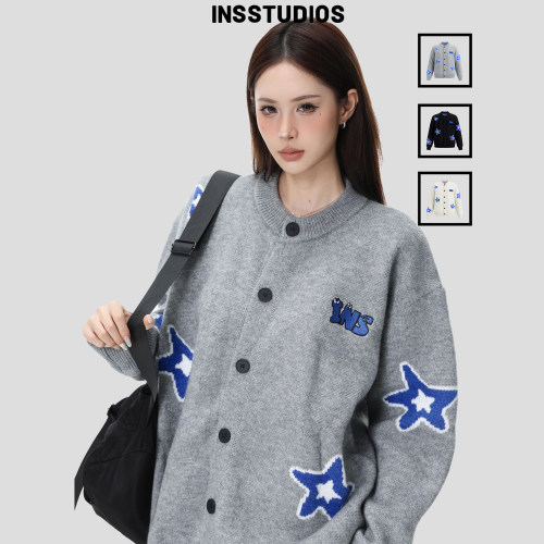 INSstudios「星星提花毛衣开衫」