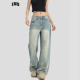 宽松直筒长裤 复古渐变水洗牛仔裤 子男 国潮牌情侣美式 INSstudios