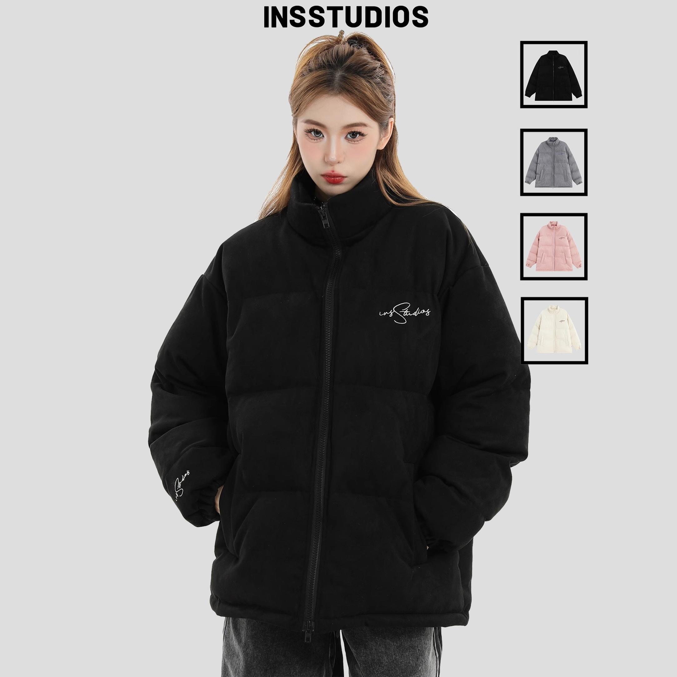 INSstudios手寫LOGO麂皮絨棉衣