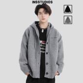 开衫 刺绣LOGO连帽毛衣加厚针织衫 外套 国潮牌情侣美式 INSstudios