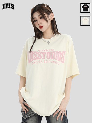 INSstudios皮贴布LOGO刺绣短袖