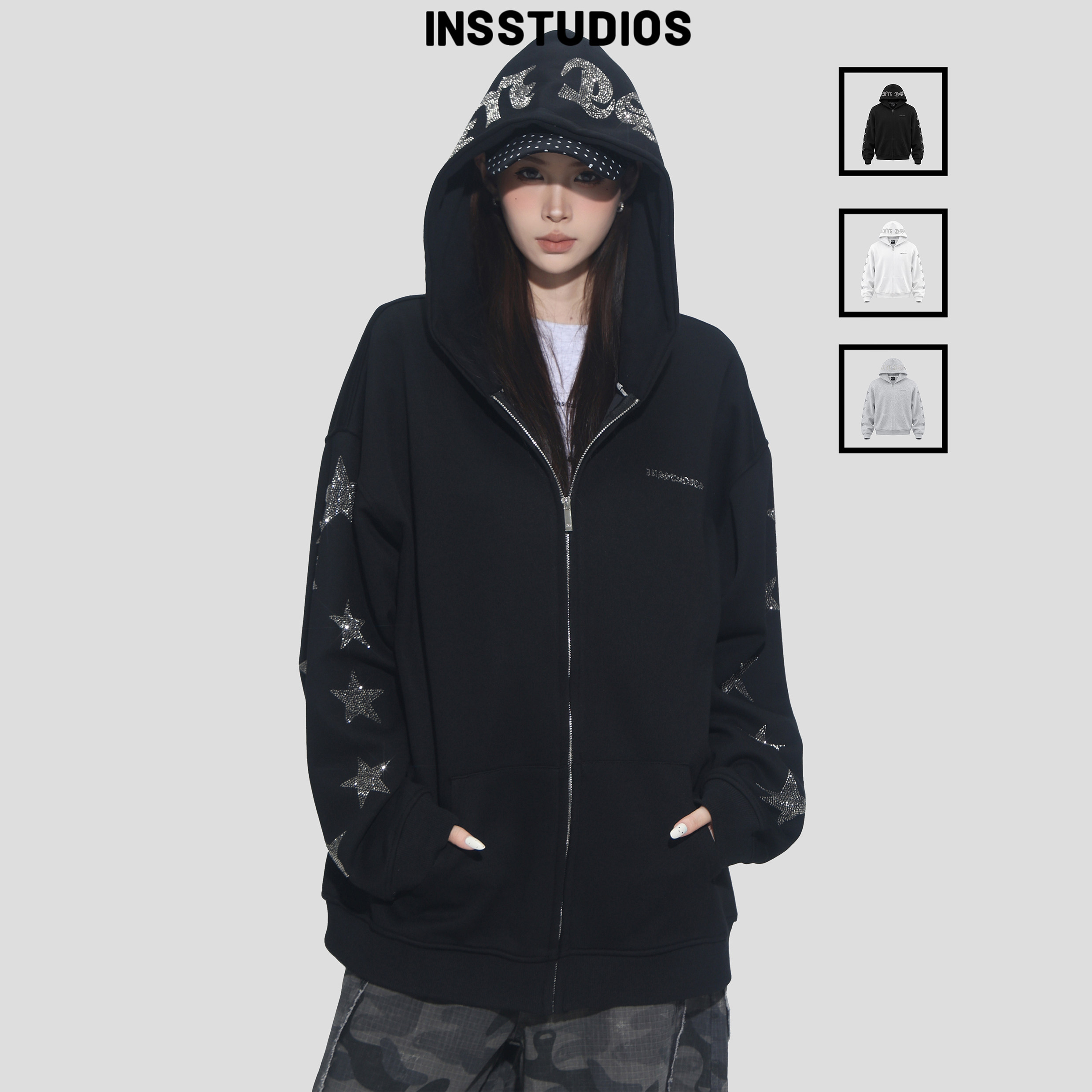INSstudios「烫钻星星LOGO卫衣」图片