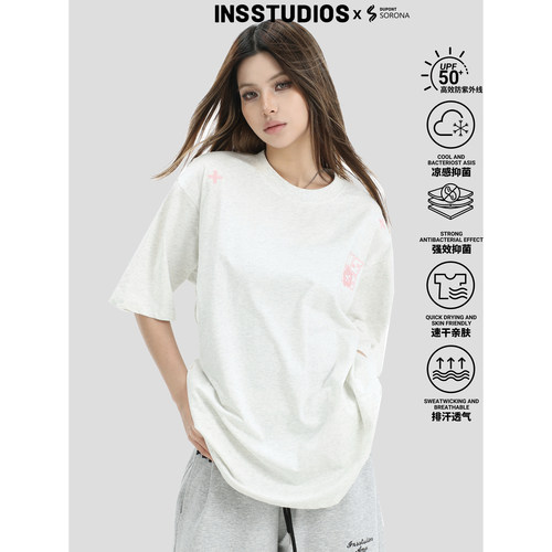 INSstudios线条刺绣LOGO短袖