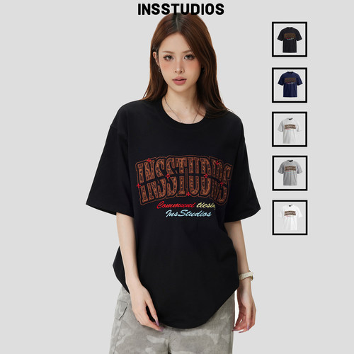 INSstudios「豹纹贴布刺绣短袖」