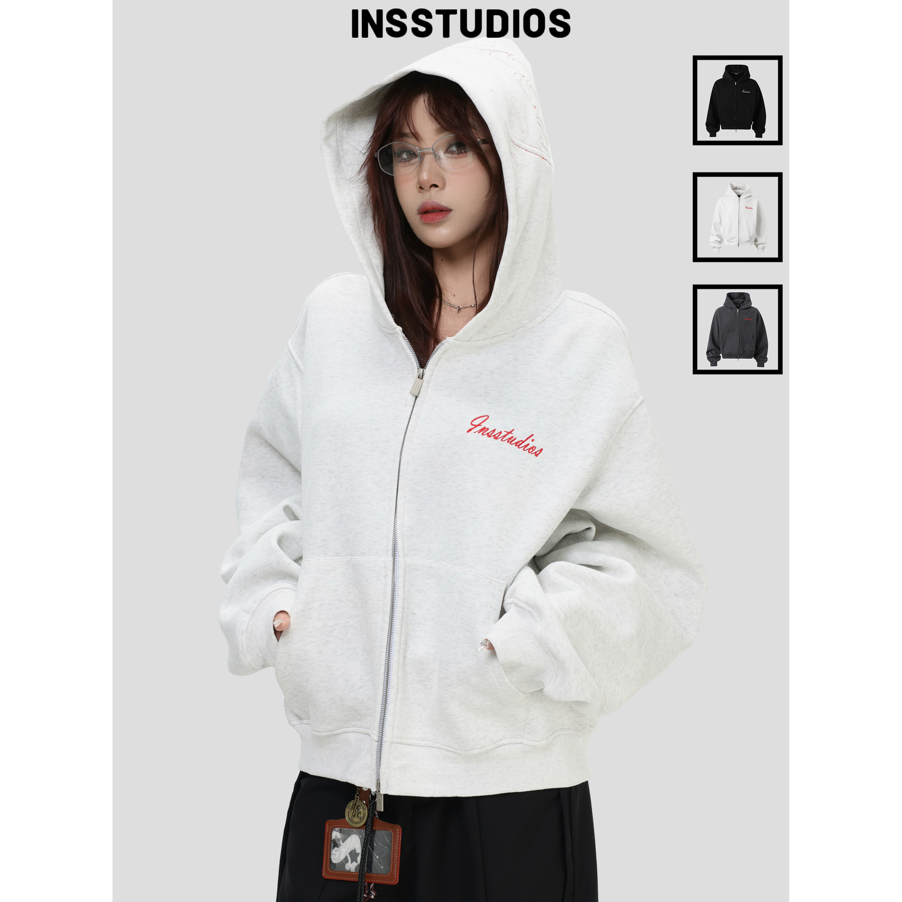 INSstudios「短款廓型开衫卫衣」