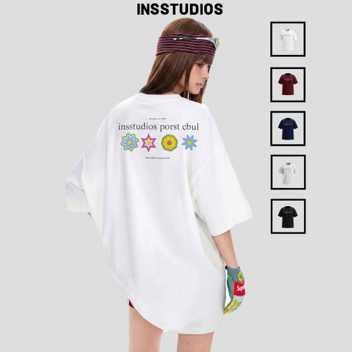 INSstudios四季花季花瓣印花短袖