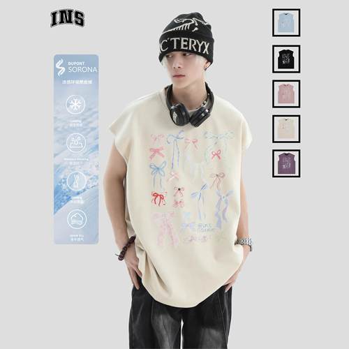 INSstudios凉感蝴蝶结涂鸦背心