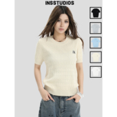 麻花针织衫 绞花纹理感老钱正肩短袖 T恤 国潮牌情侣美式 INSstudios