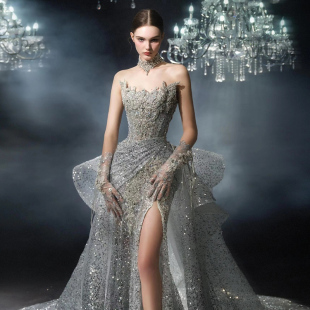 【凡尔赛宫少女】2025新款抹胸鱼尾婚纱礼服新娘结婚晚宴修身裙女