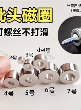 批头磁圈磁铁强磁圆形带孔吸铁石高强度打螺丝固定器强力磁钢圆环