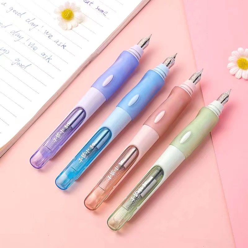 小勇士初学用钢笔减压胶套EF大笔尖一次性大容量小白点大明尖可换墨囊正姿两用写字顺滑出水流畅