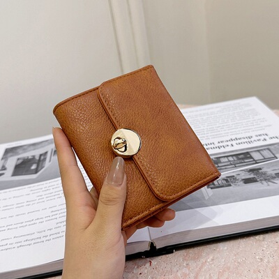小巧钱包女士短款2025新款日韩简约大容量多卡位复古三折软皮夹薄