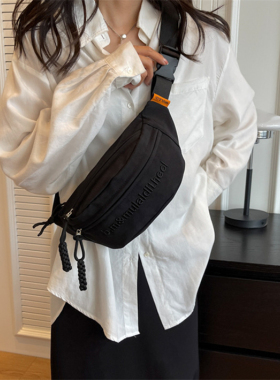 帆布手机腰包男女胸包日系简约学生小背包女休闲轻便运动斜挎包男
